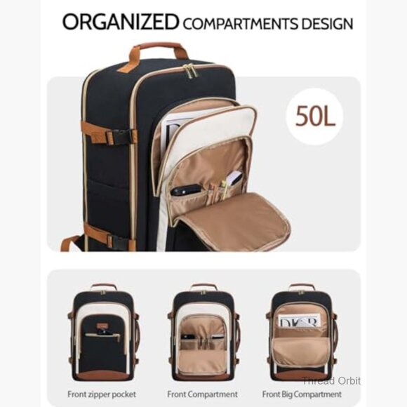 50L Travel Backpack Carry On Flight Approved Waterproof with Packing Cubes